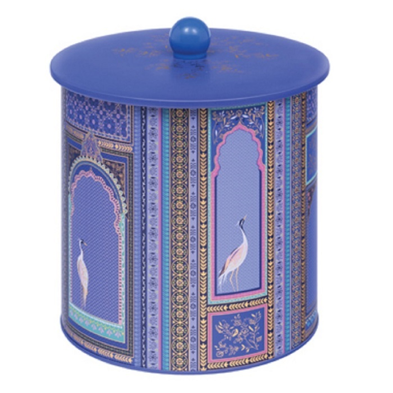 Blik Reiger, blauw rond Ø17x17cm