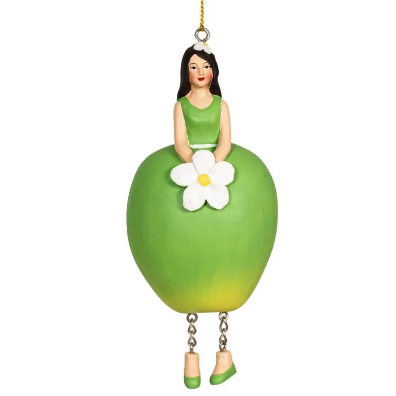 Bloemenmeisje hangend "Appel groen"