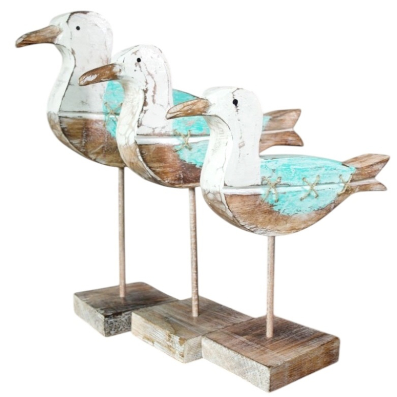 Meeuw Bianca rustiek wit/turq