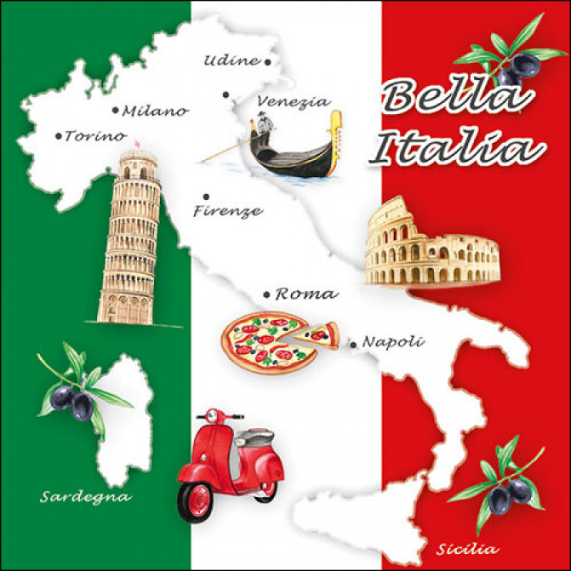 Servetten "Bella italia" 33x33 cm