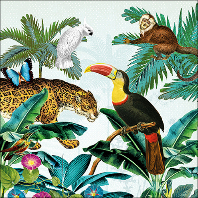 Servetten "Tropical animals" 33x33 cm