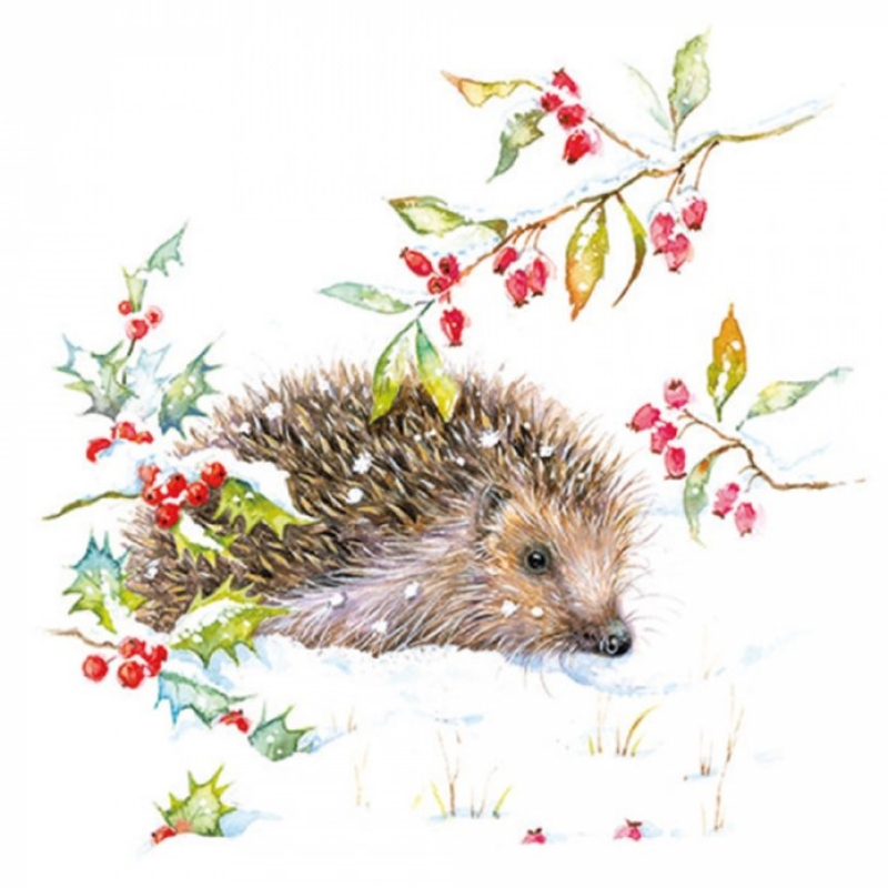 Servetten "Hedgehog in winter" 33x33 cm