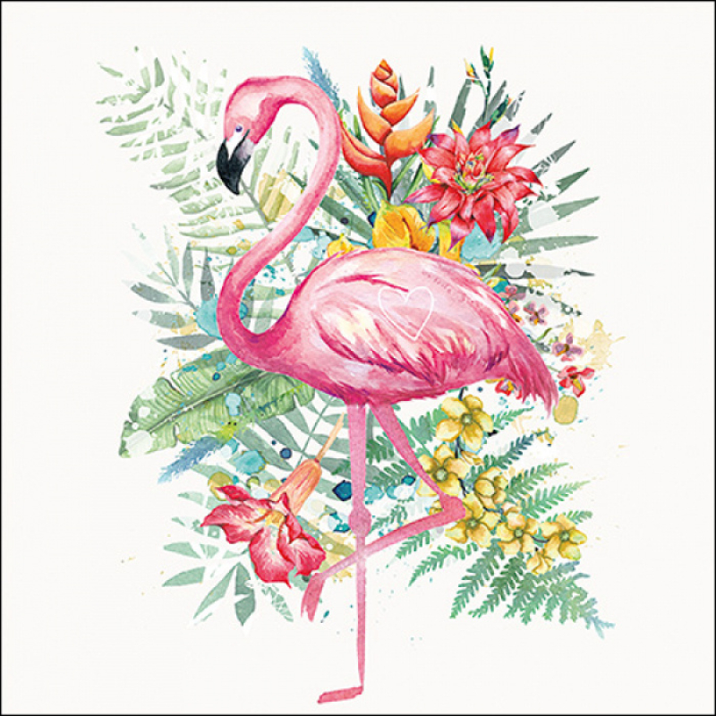 Servetten "Tropical flamingo" 33x33 cm