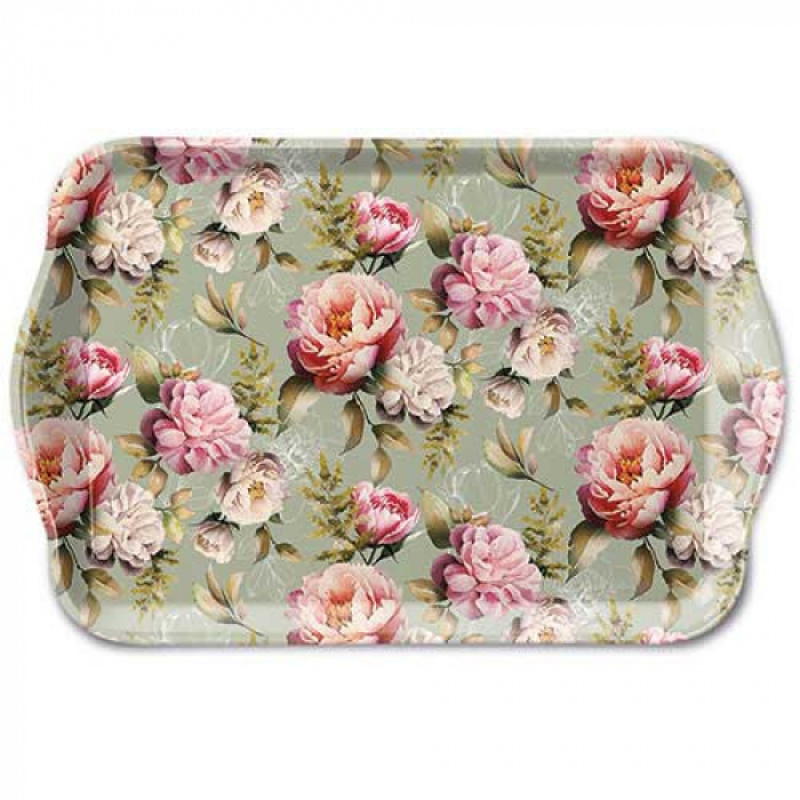 Dienblaadje "Peonies composition green"