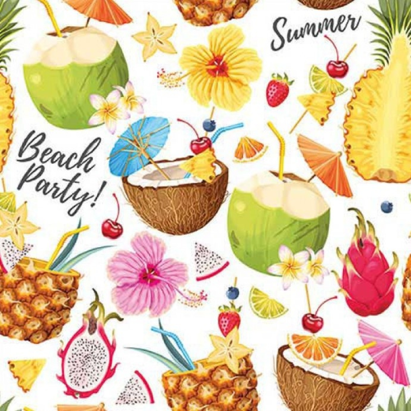 Servetten "Beach party white" 33x33 cm
