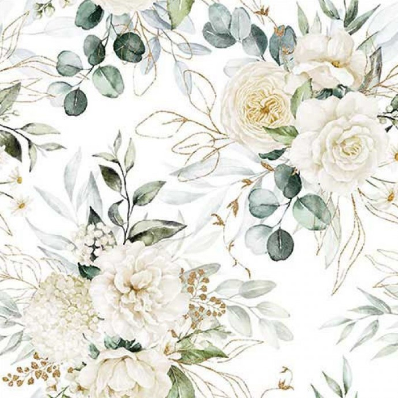 Servetten "Eucalyptus and roses" 33x33 cm