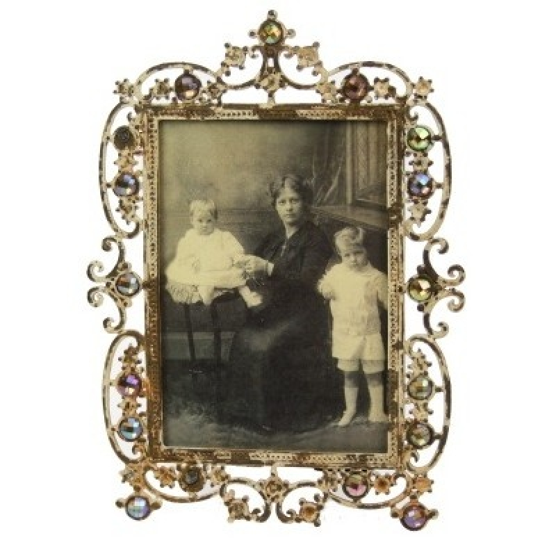 Fotolijstje antique strass bruin (9x13) 14x1x17cm