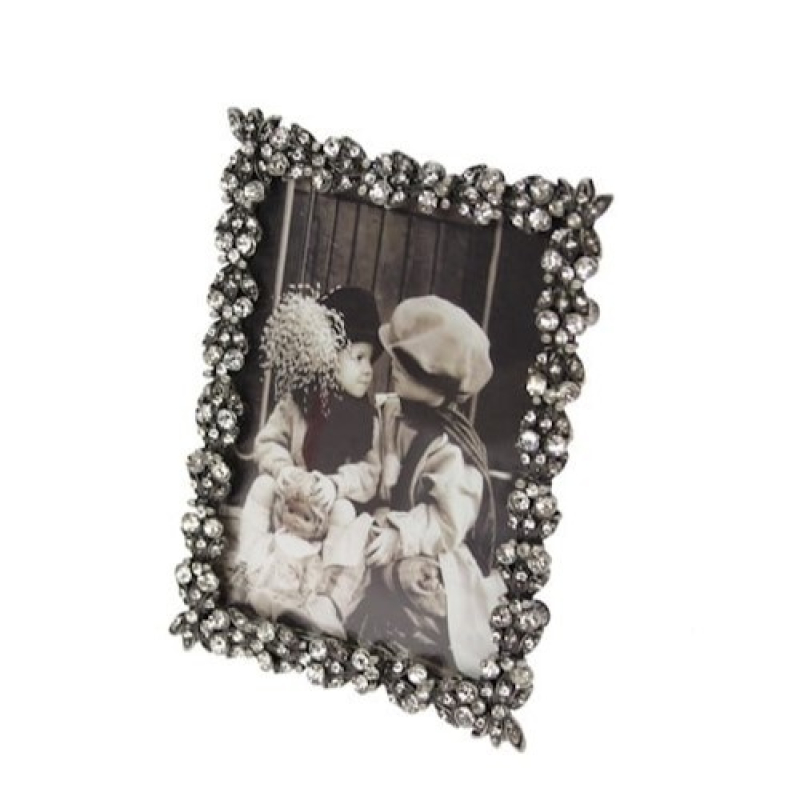 Fotolijst rechthoekig tin met strass