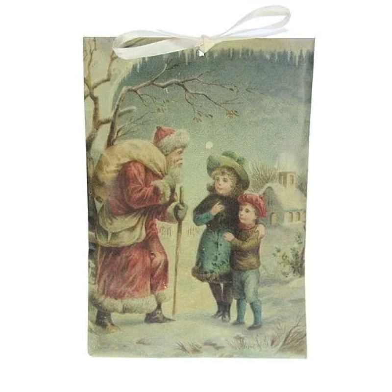 Geurzakje "Kaneel" Kerstman wandelstok 17x11,5cm
