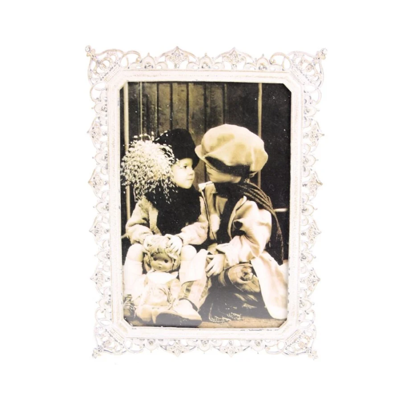 Fotolijstje met kronen wit RH (10x15cm) 13,5x1,5x18cm