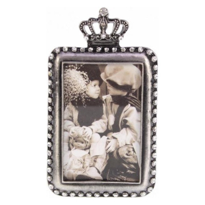 Fotolijstje met kroon ant zilver kl. (5x7,2cm) 6x1x10,8cm