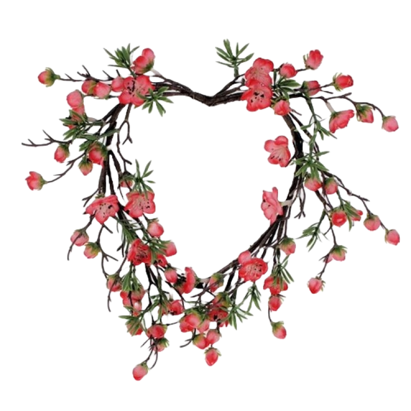 Krans Hart bloem pink Ø16x3cm