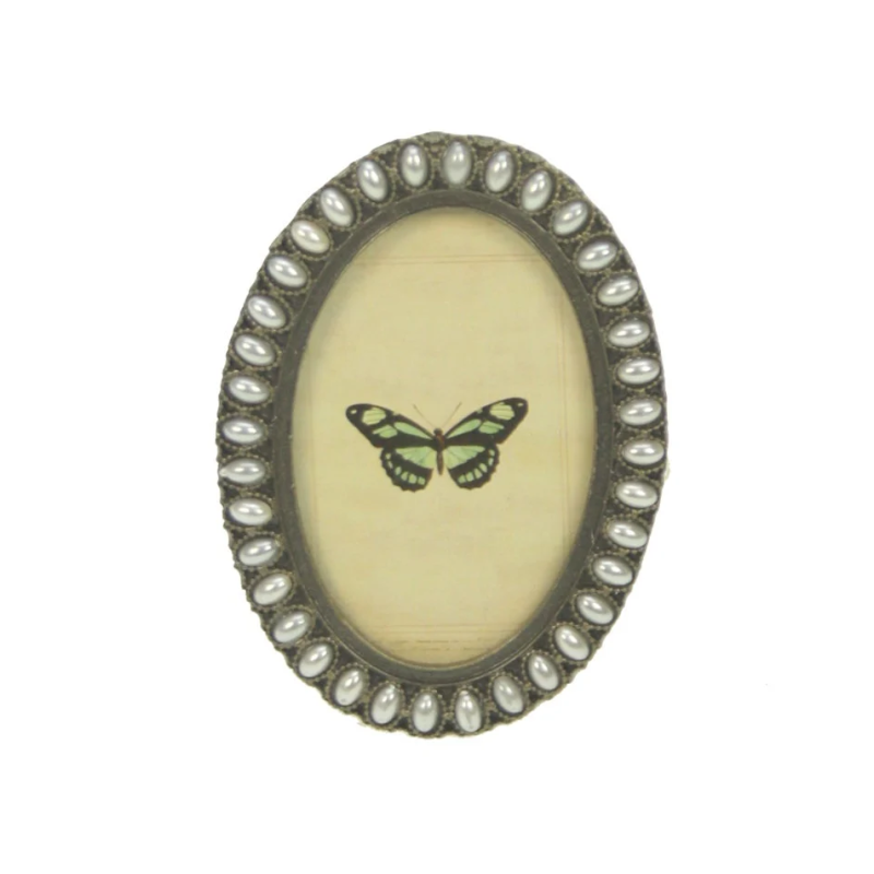 Fotolijstje ovaal met parels (4,5x7) 6,2x8,5cm