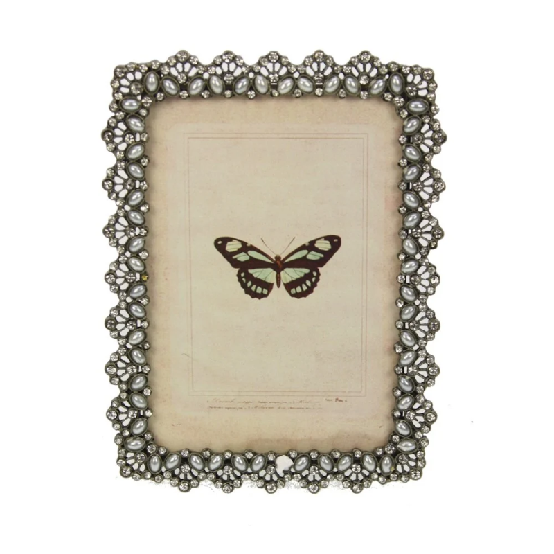 Fotolijstje RH strass/parel bloemvorm (8,5x12) 11x14,5cm