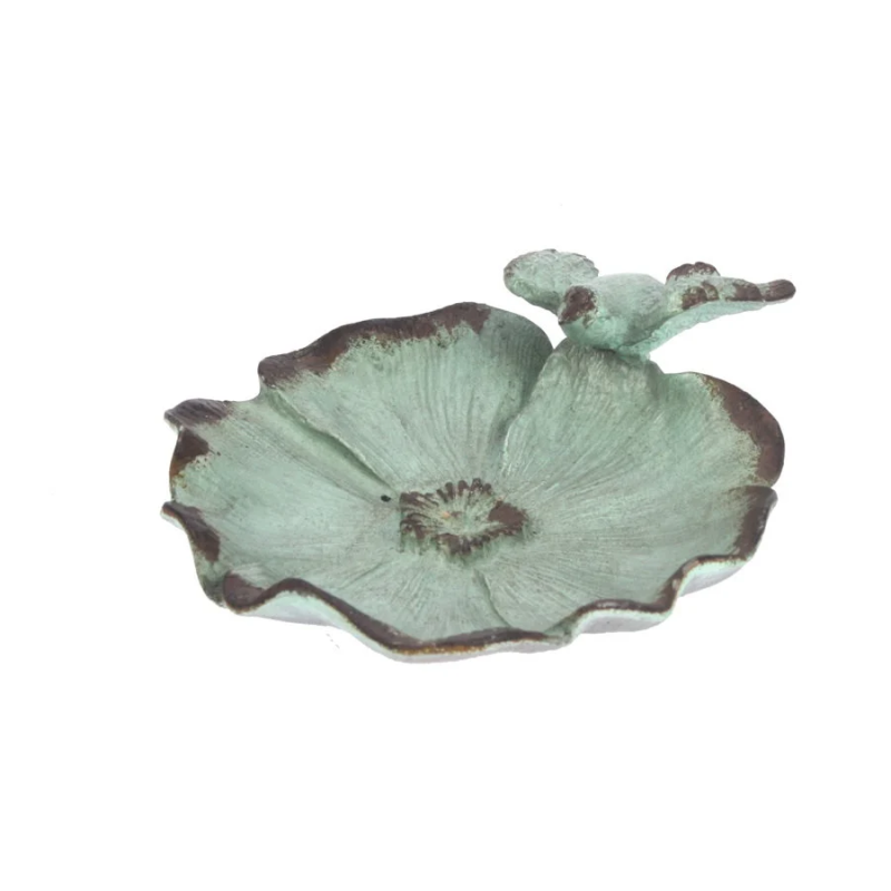 Schaaltje bloemvorm Vogel turkoois 13,5x11x3,6cm
