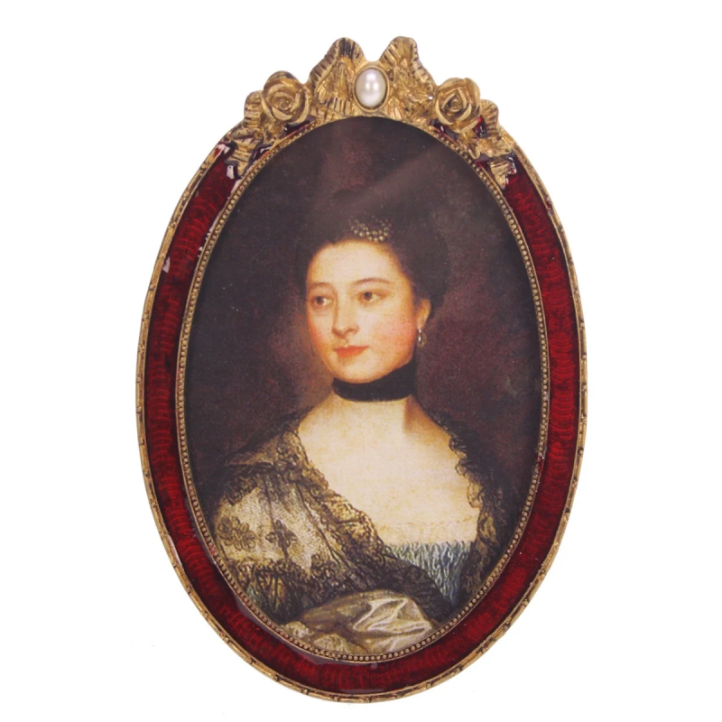 Fotolijstje ovaal rood antiek goud 12x2x17,5cm