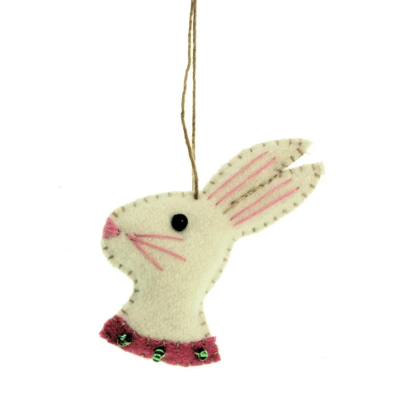 Haas (mini) wit, vilt 6x1,2x7,8cm 3 Stuks