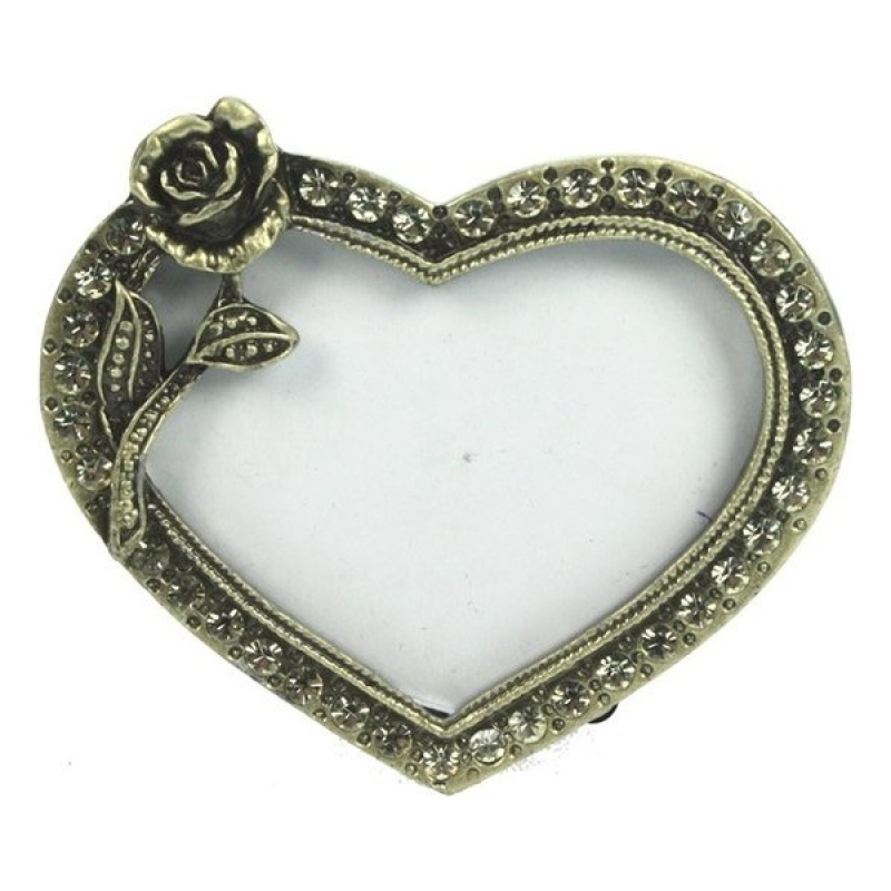 Fotolijstje hartvorm met roos 7,8x1,5x6,8cm