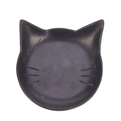 Schaaltje Kat zwart 9,5x11x3,5cm