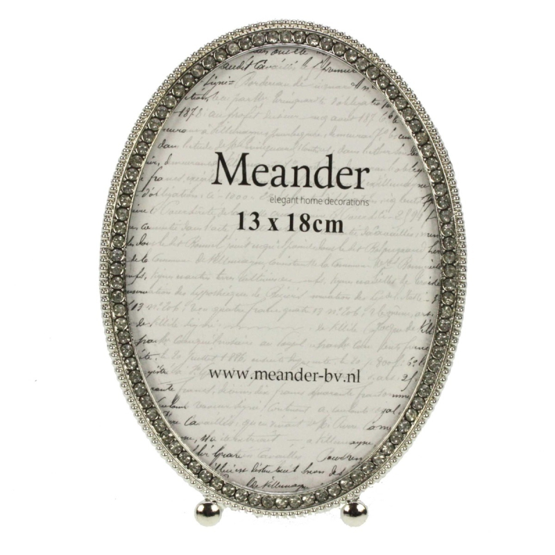 Fotolijstje ovaal m strass zilverkleur metaal 14x1,5x19,5cm