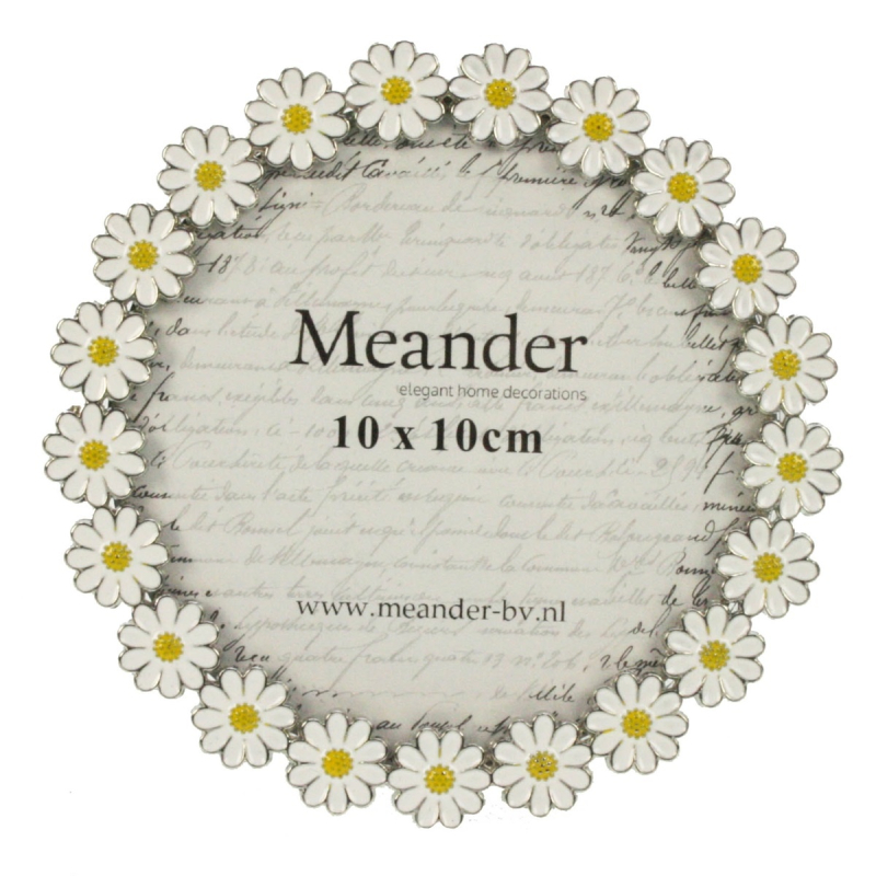 Fotolijstje met margrietjes metaal rond Ø11,6x1,5cm