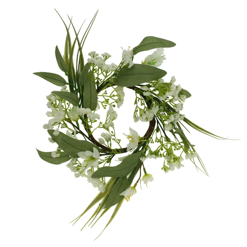 Krans met gipskruid en witte bloemen 6xØ21cm