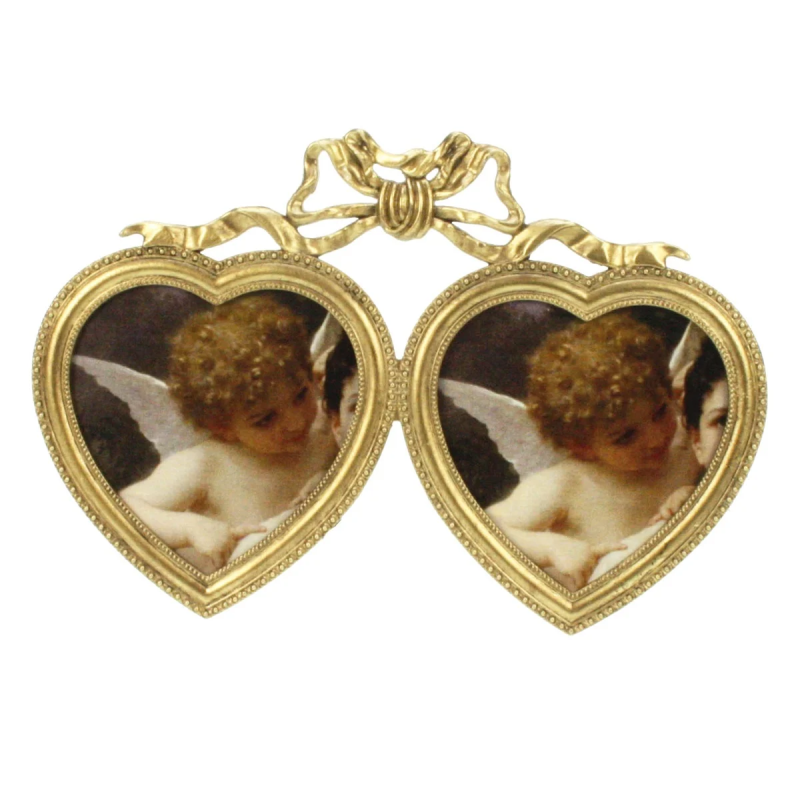 Fotolijstje dubbel hart ant. goudkl. (9x9cm) 20,5x1,5x13cm