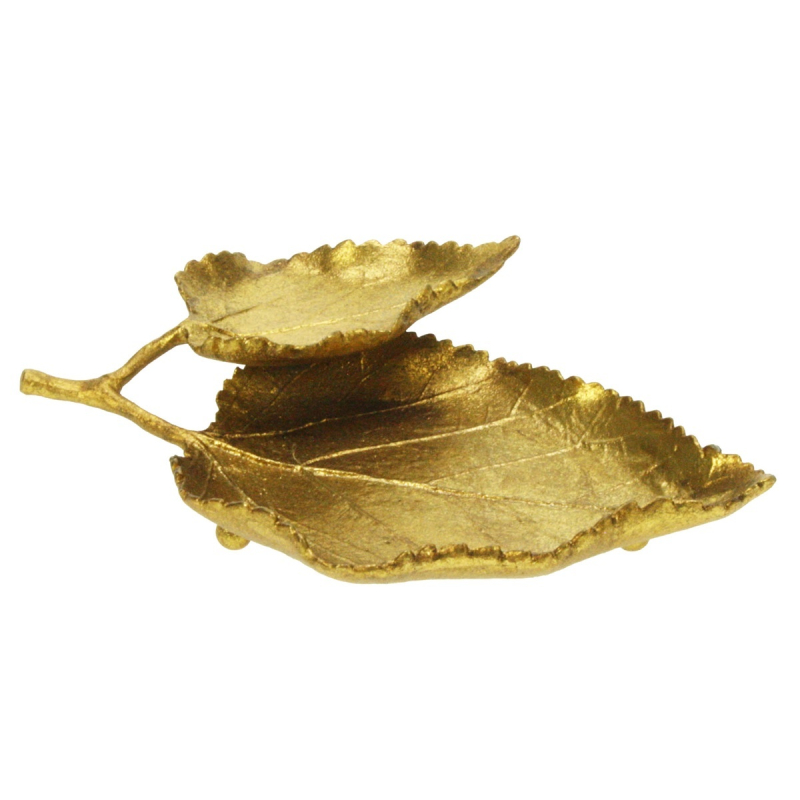 Sierschaaltje Berkenblad ant. Goudkleur 17x11x3cm