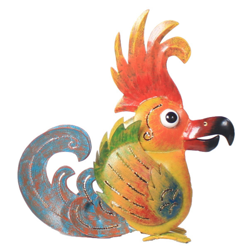 Beeld metaal vogel funky gekrulde staart