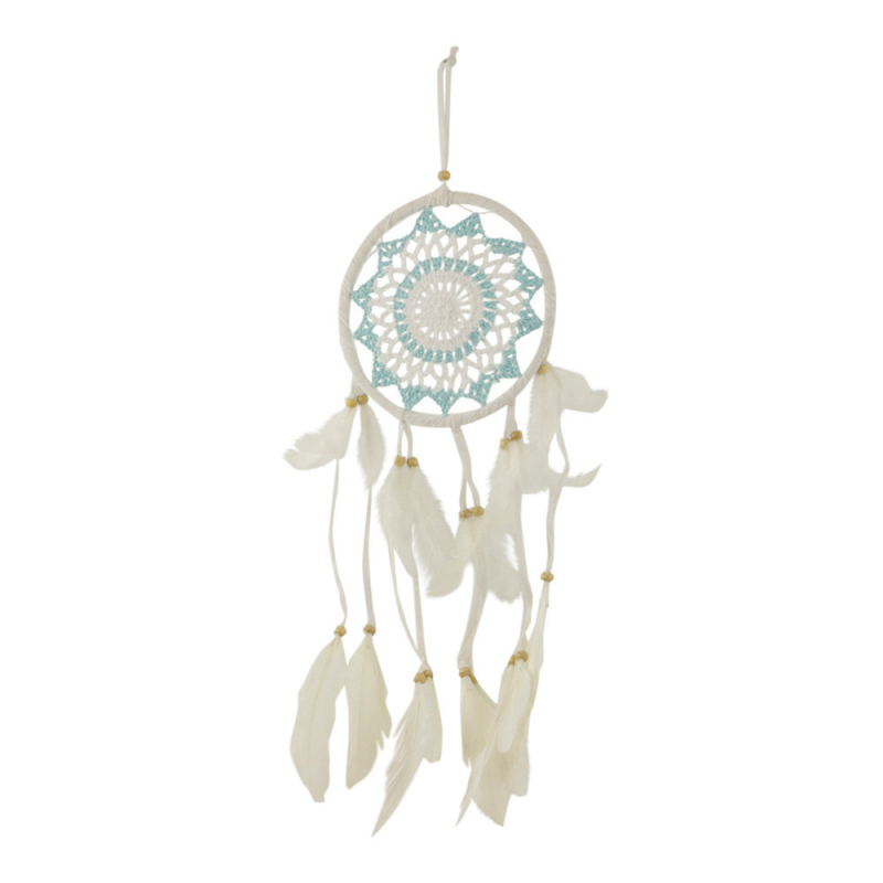 Dromenvanger wit-turqoise met veren