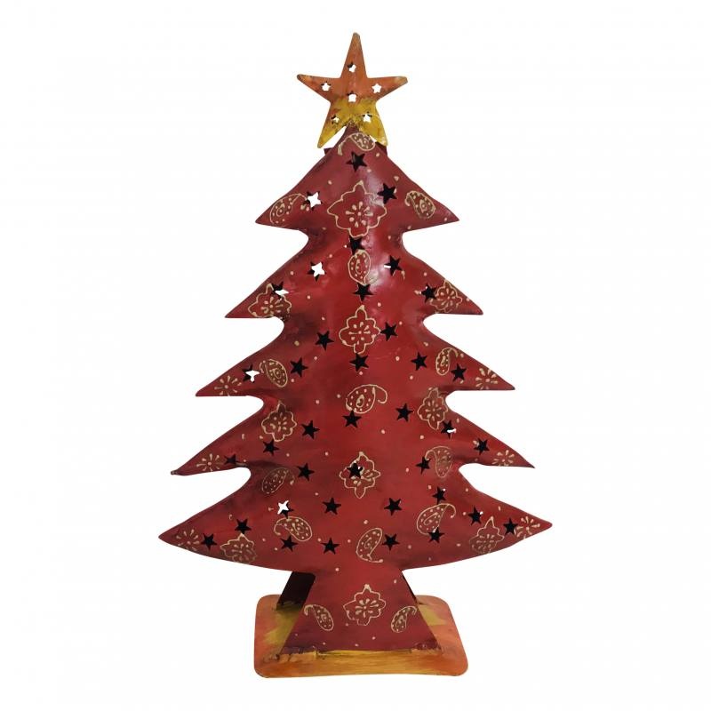 Kerstboom gerecycled blik H 66 cm Rood/Geel