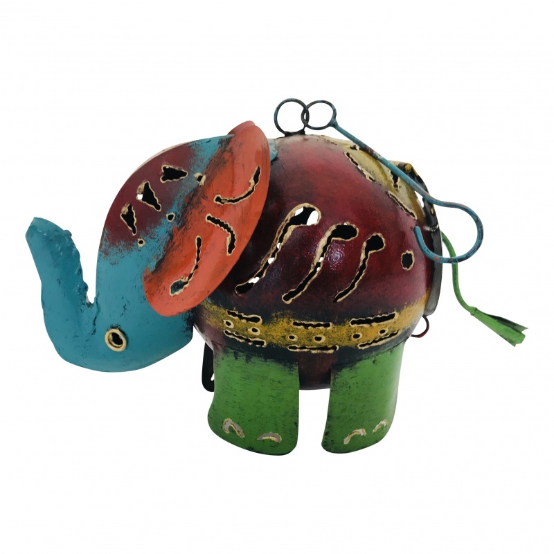 Olifant beschilderd metaal H 12 cm