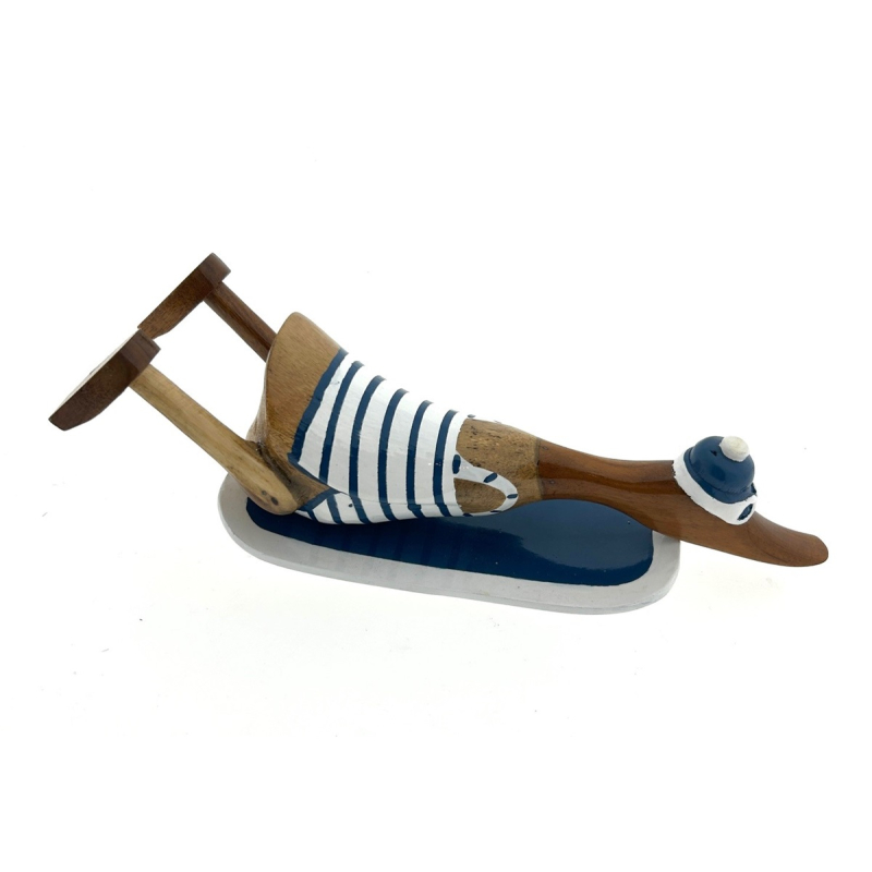 Houten eend Kiayo surfboard wit/blauw