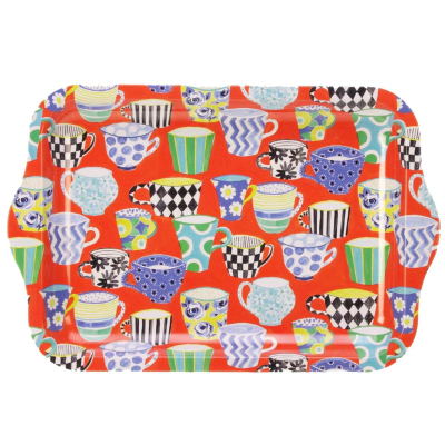 Dienblad Theekopjes rood 24x16x1,5cm