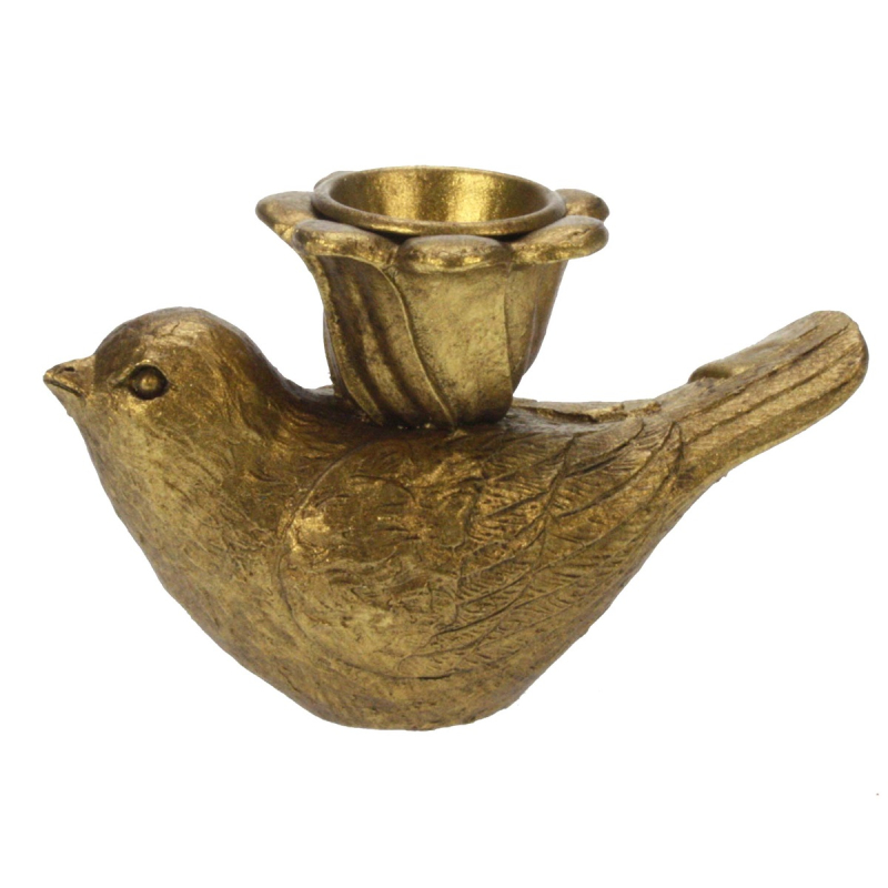 Kandelaar Vogel goudkleur, 12x5x7cm