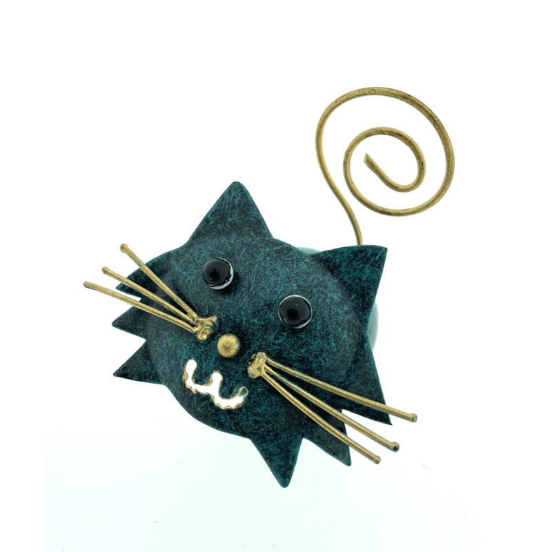 Metalen kat Cindy turquoise