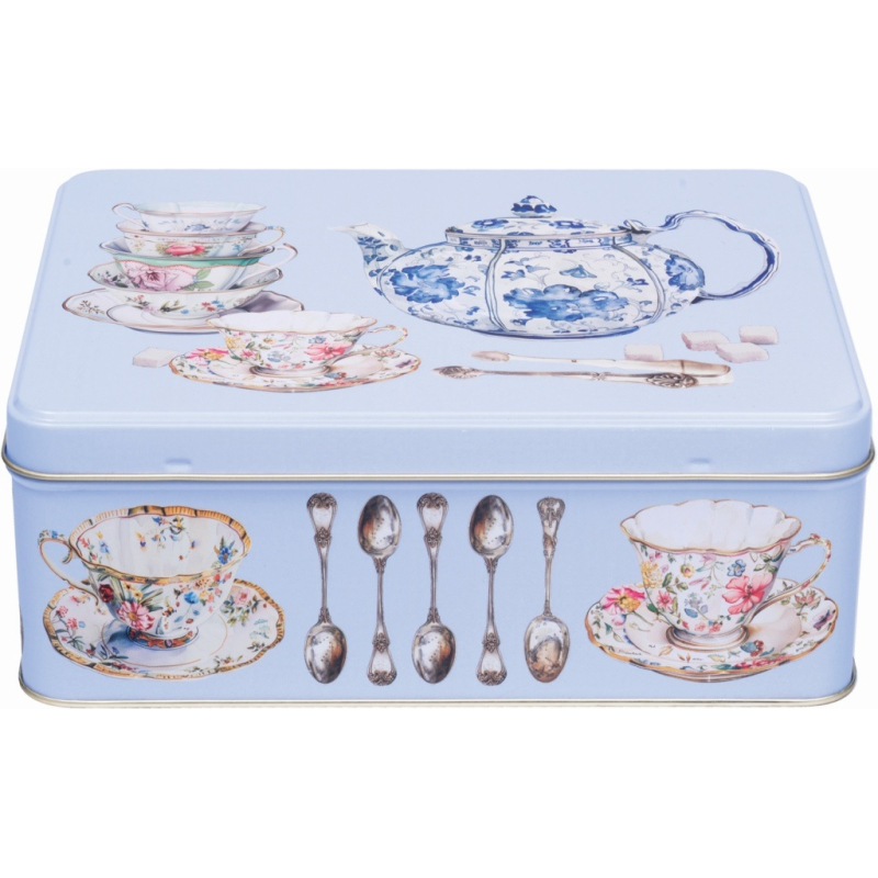 Blik Theekopjes/theepot vintage 20x16x7,5cm