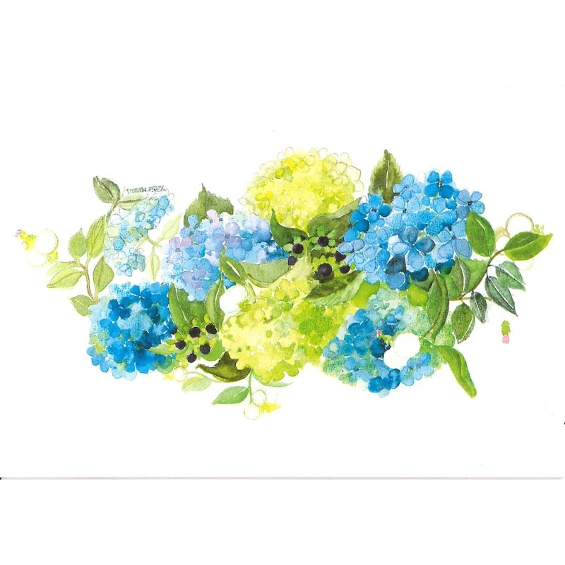 Dubbele kaart met env. Blauw Boeket 15x10cm