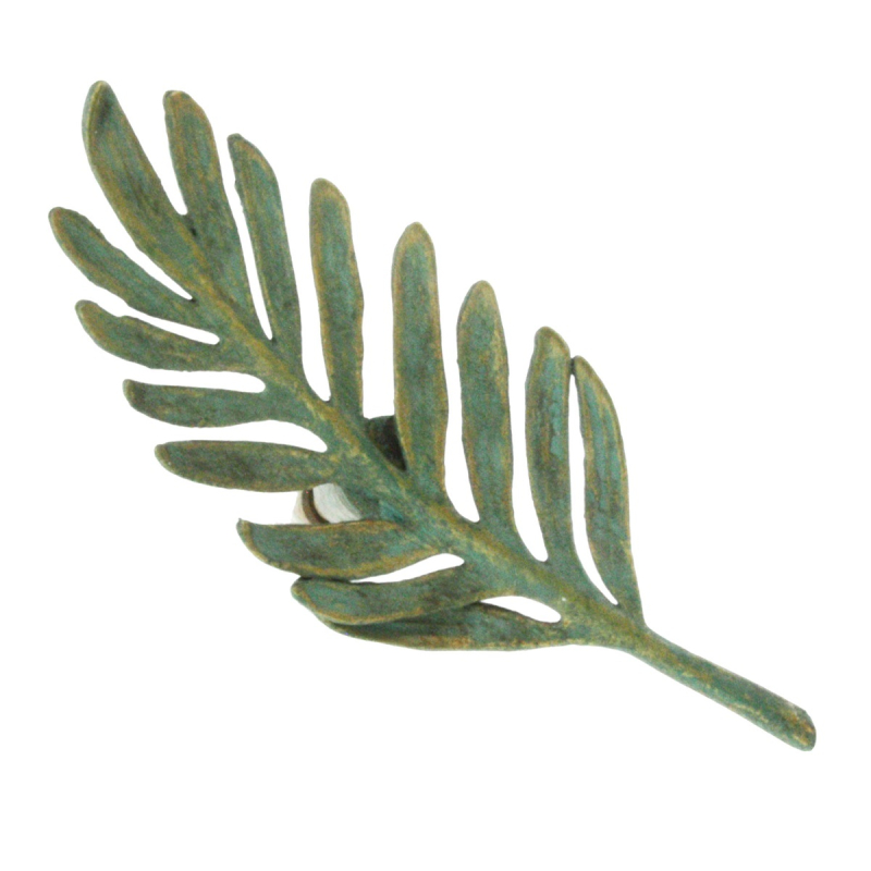 Deurknop Blad groen/goudkleur 9x3x6cm