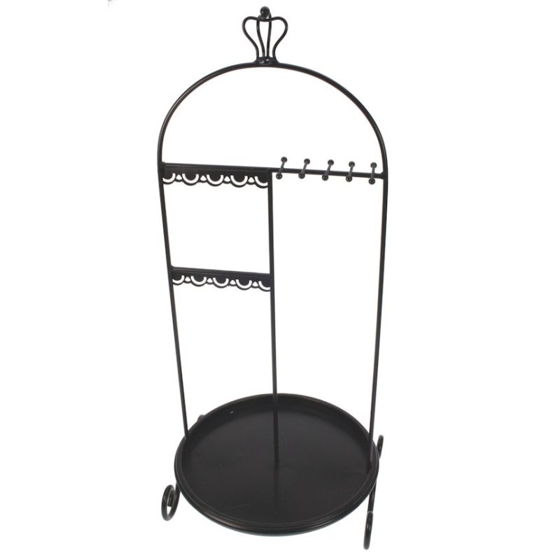 Sieradenrek met haken en kroon zwart 23x23x54cm