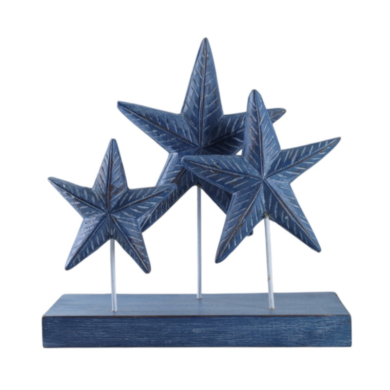 Ornament Miam drie zeesterren dnkrblauw 30x30 cm