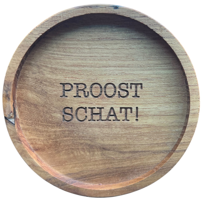Onderzetter Goce Proost Schat rond hout dia 10 cm