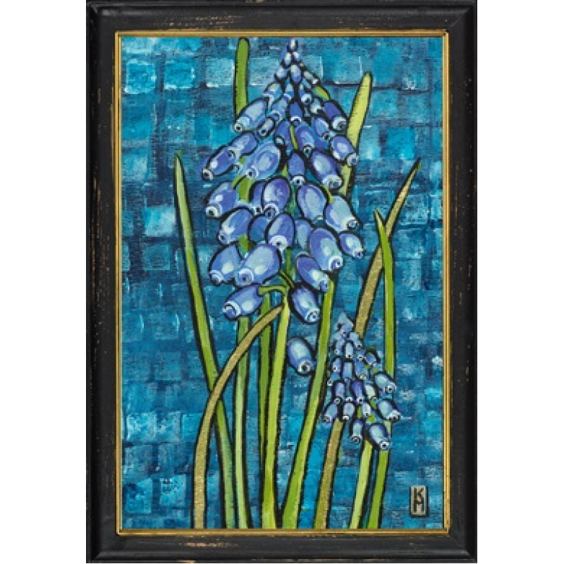 Lijstje hout zwart Blauwe druif, 34x23,5cm