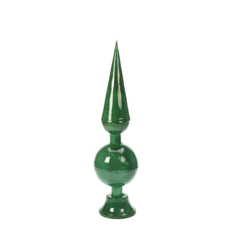 Decoratieve pinakel groen, metaal 10x10x39,50cm
