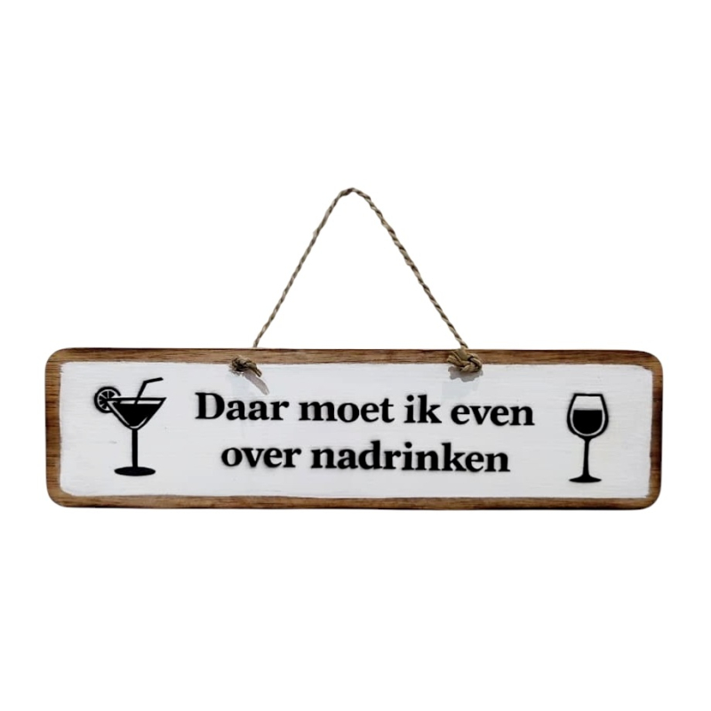 Tekstbord Amine Nadrinken 45x25cm