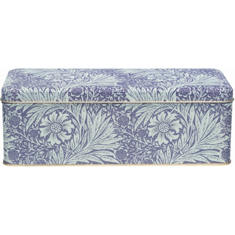 Blikje Bloemen en bladeren, blauw/groen 24x10,5x8cm