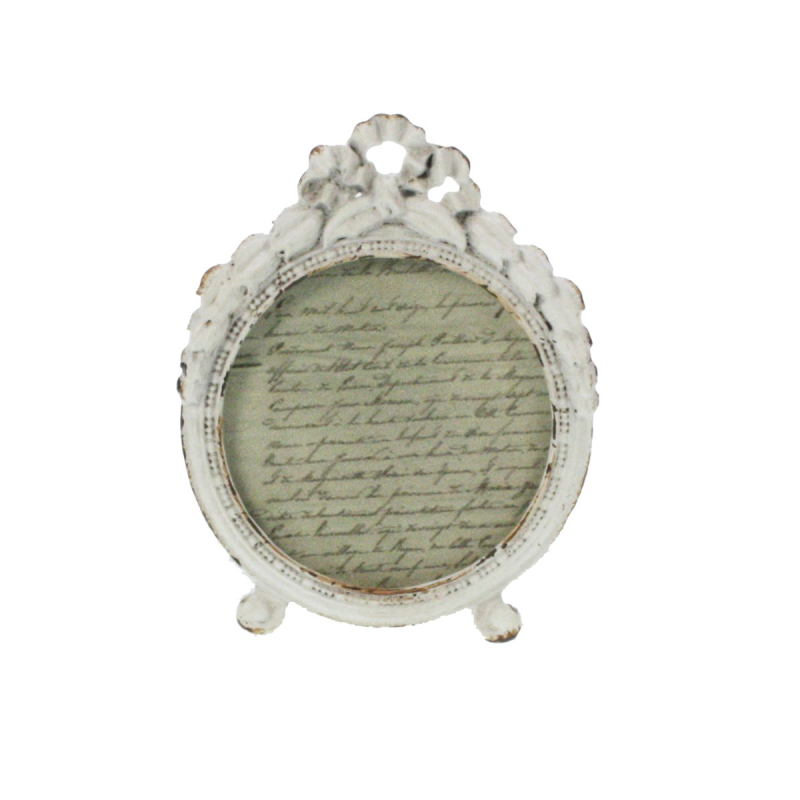 Fotolijstje antiek wit (Ø5cm) Ø7x9cm
