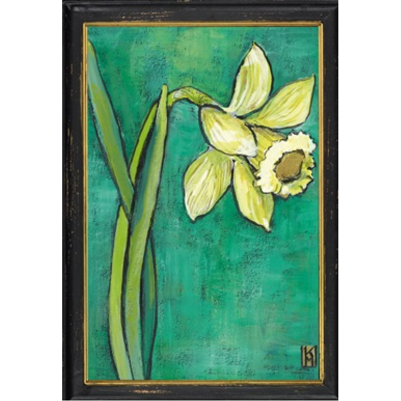 Lijstje hout zwart Trompet narcis, 34x23,5cm