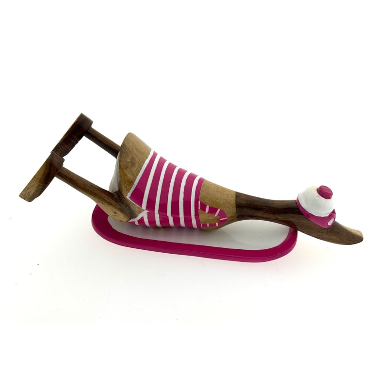 Houten eend Kiayo surfboard neon pink