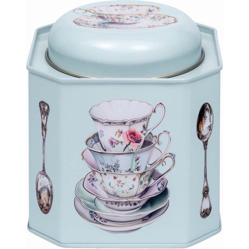 Blik tea Theekopjes vintage 10,5x10,5x11cm